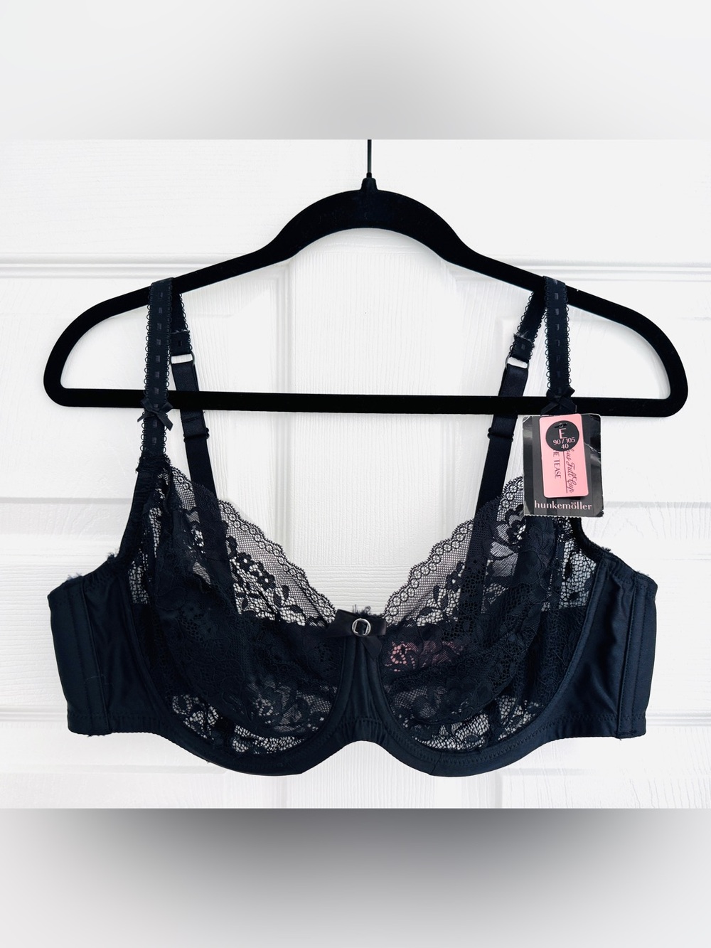 Hunkermöller Black Lace Bra, Size 40E (DD) - NWT